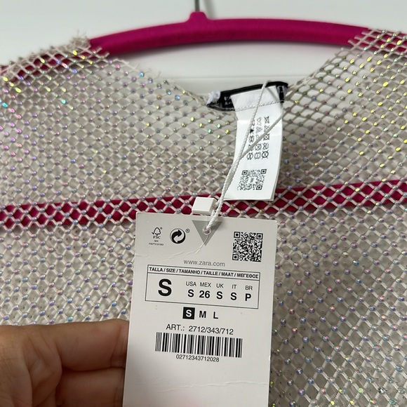 ZARA Mesh Rhinestone Tank Top Sz S - Picture 3 of 8